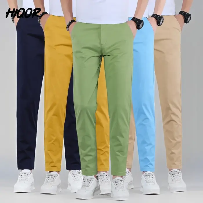 Pantalon long décontracté en coton fin homme vêtement streetwear respirant 9 couleurs printemps été