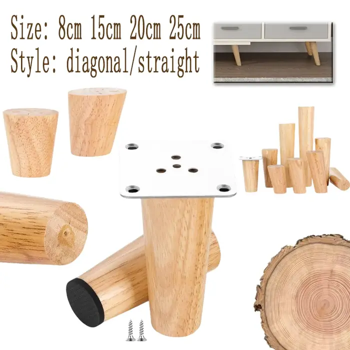 Pieds de meubles en bois, conception Oblique et droite, pieds durables antidérapants pour remplaceme