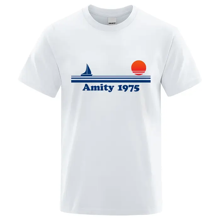 Amity 1975-Mâchoires rétro impression t-shirt hommes créativité Sweat vêtements mode t-shirt vêtemen