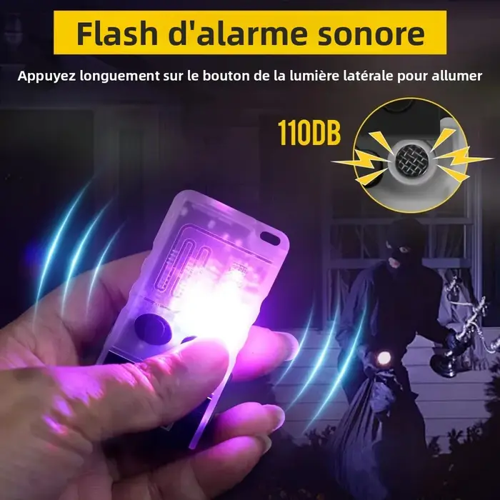 BORUiT V20 Buzzer EDC LED porte-clés lampe de poche tête pivotante type-c