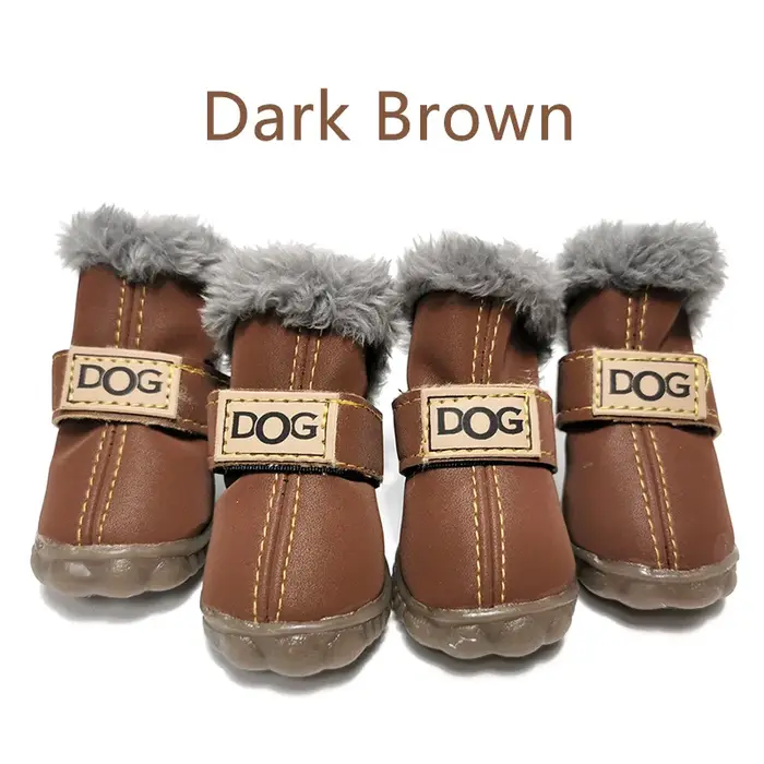Chaussures d'hiver pour animaux de compagnie, bottes de neige chaudes, imperméables, fourrure, 4 piè