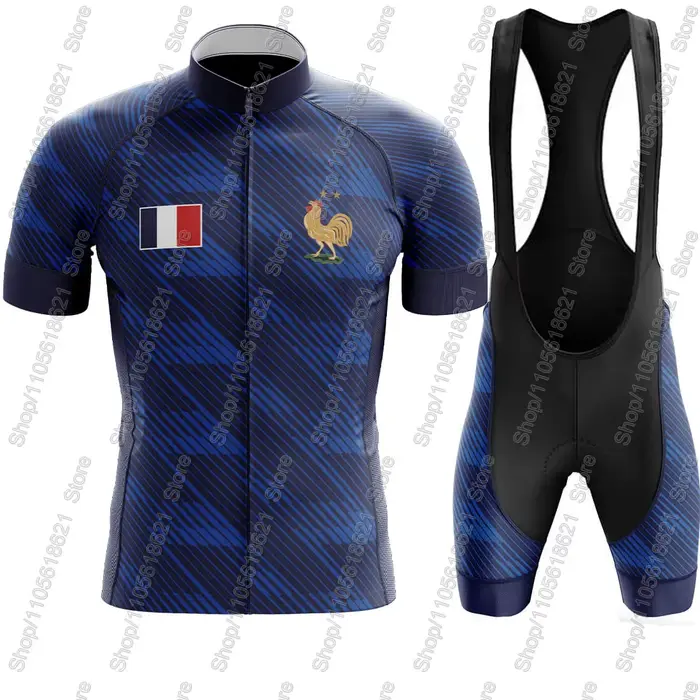Ensemble Maillot et Cuissard de Cyclisme Équipe Nationale France 2026 pour Hommes – Tenue de Vélo de Route