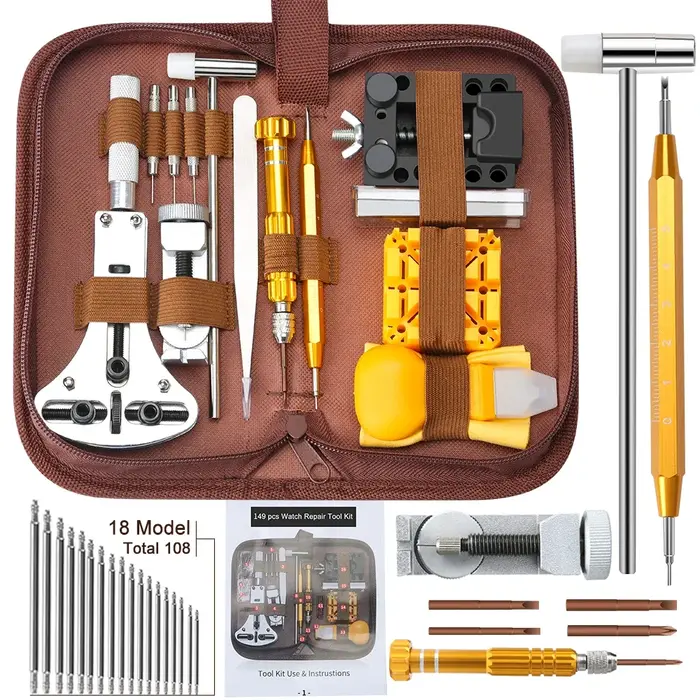 Kit d'outils de réparation de montre 149 en 1, jeu de tournevis à main, dissolvant sans fil, ouvre-b