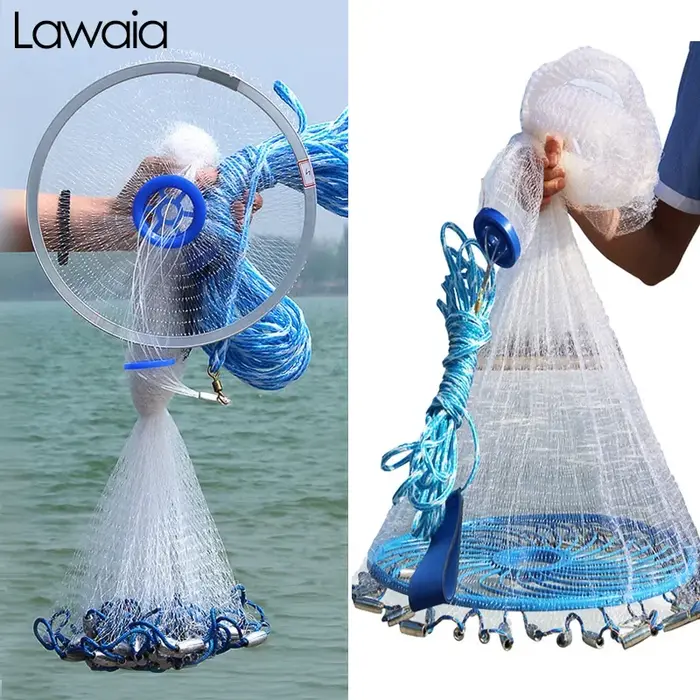Lawaia filet moulé à la main en aluminium ou anneau en plastique bleu réseau pliant pendentif en aci