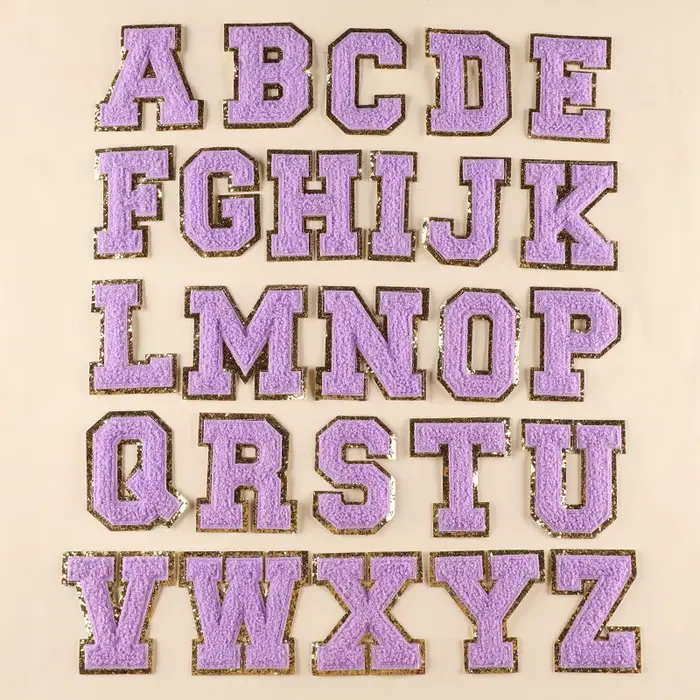 Patchs de lettres thermocollantes, serviette en chenille brodée, paillettes de l'alphabet en feutre,
