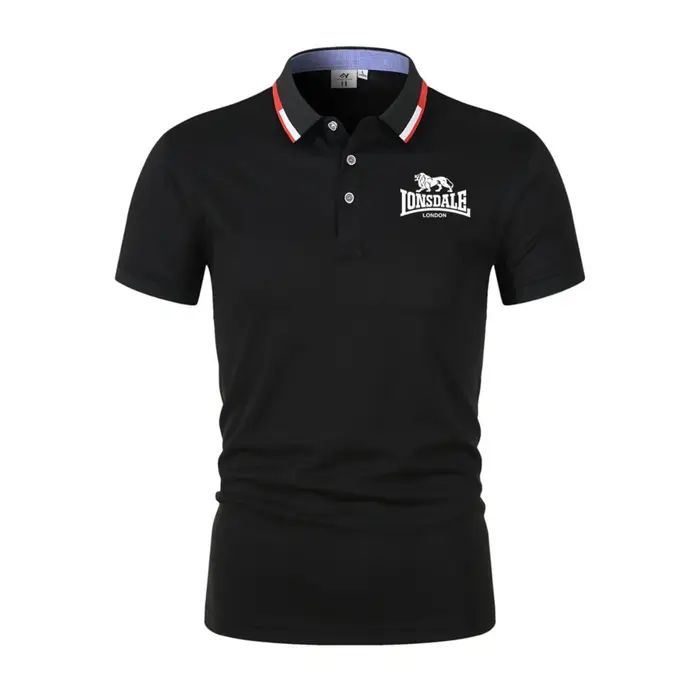 LONSDALE Polo élégant à imprimé lettres, chemise décontractée à col et manches courtes pour homme, h