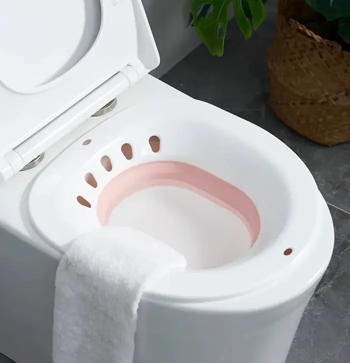 Bain de siège pour hémorroïdes, bain de siège pour siège de toilette, soins post-partum, kit de bain pour femmes, pliable, tuyau de rinçage