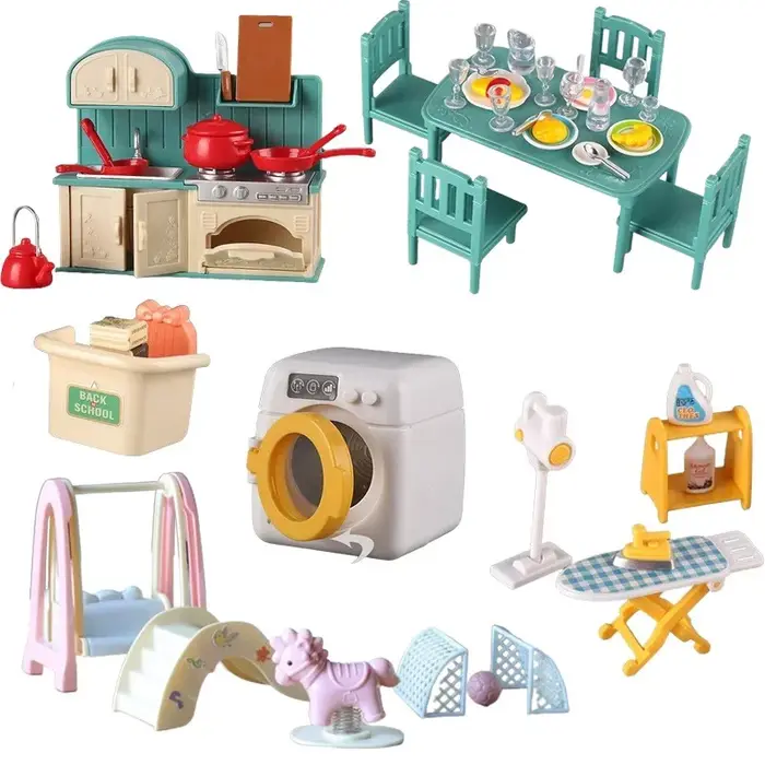 Meubles miniatures forêt, cuisine familiale, jouet, Table à manger, accessoires pour maison de poupé