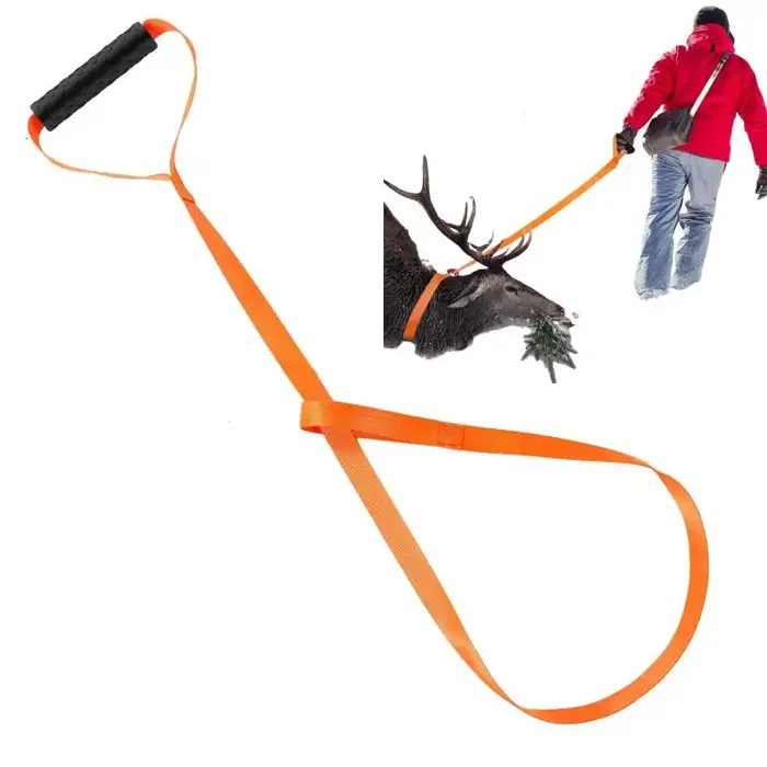 Harnais traction cerf portable chasse - Ceinture avec poignée et corde pour déplacer facilement le gibier