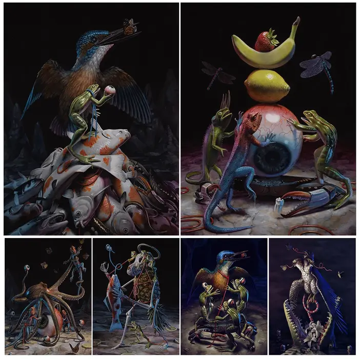 Peinture sur toile murale animale mystérieuse