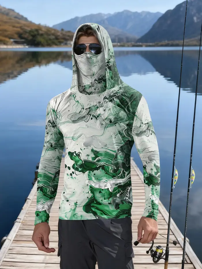 Vêtements de pêche à capuche pour hommes avec protection UV, adaptés à la randonnée, confortables et