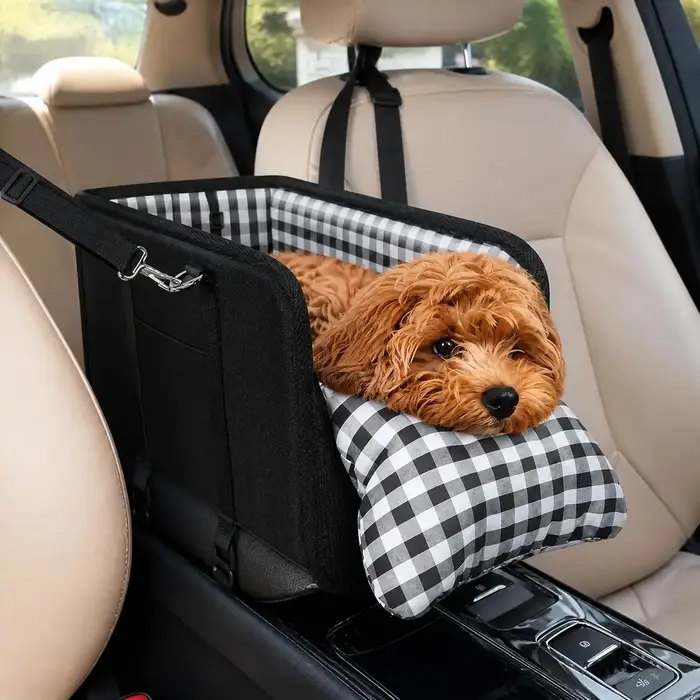 Siège auto pour chien portable pour console centrale avec laisse de sécurité, siège rehausseur pour 