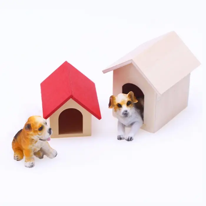 Mini chenil pour chien en bois 1:12 pour maison de poupée