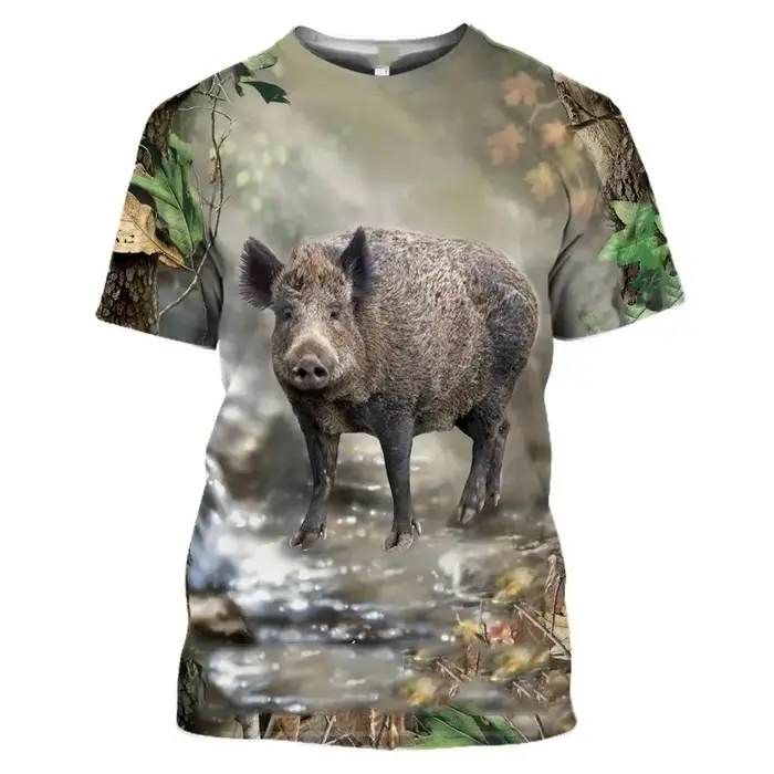 T-shirt imprimé sanglier 3D pour homme