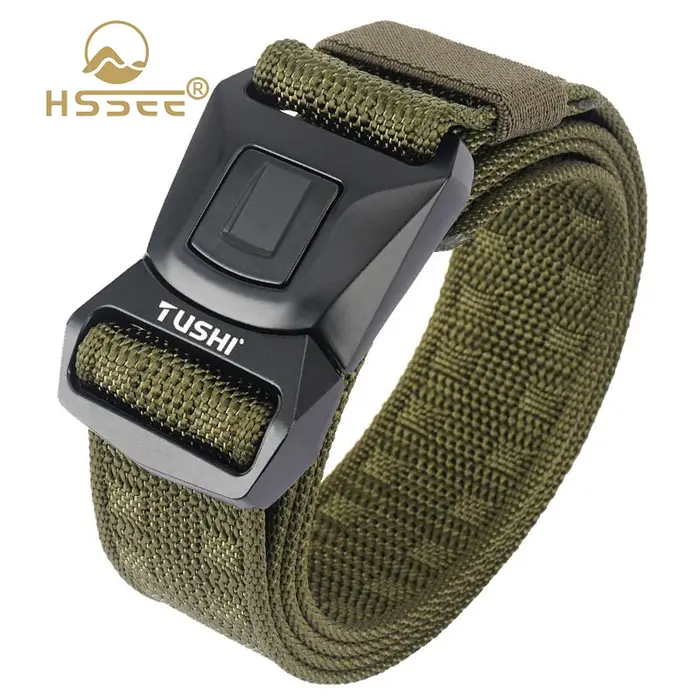 HSSEE Nouvelle ceinture tactique pour hommes Boucle métallique antirouille Quick Release Ceinture mi