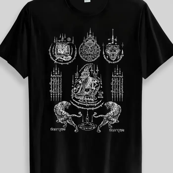 T-shirt pour homme style tatouage totem mystérieux religion thaïlandaise ancienne, tendance été, str