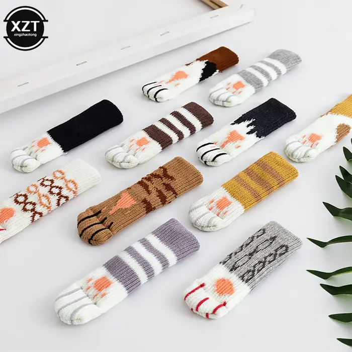Housse de protection pour coussin de pied de Table et de chaise, chaussettes tricotées à griffes de 