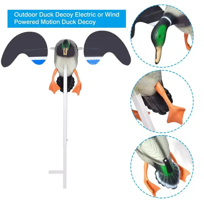 Leurre canard chasse électrique ou éolien - Appât à mouvement pour jardin, cour et chasse extérieure