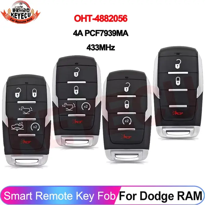 KEYECU OHT-4882056 pour Dodge RAM 1500 Pickup Limited 2019 2020 2021 2022 2023 2024, clé télécommand