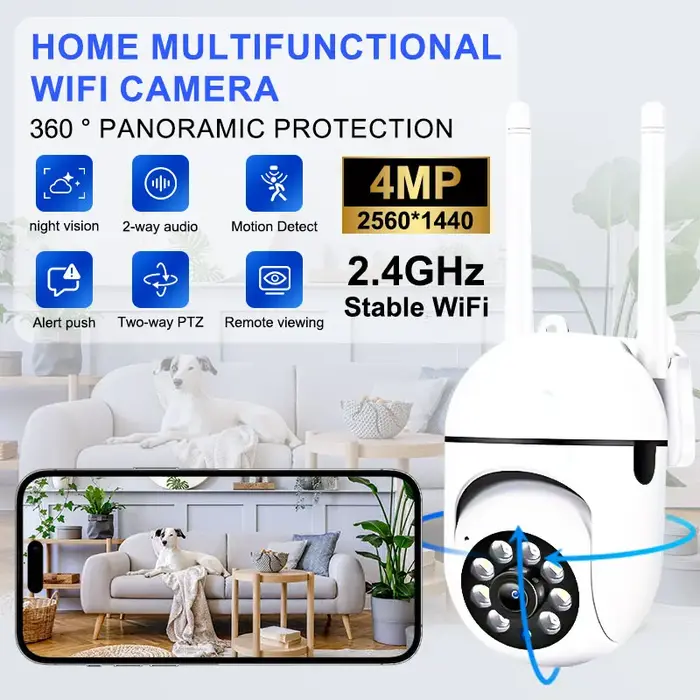 Caméra WiFi 4MP sans fil intérieur extérieur surveillance maison intelligente vision nocturne 1080P HD