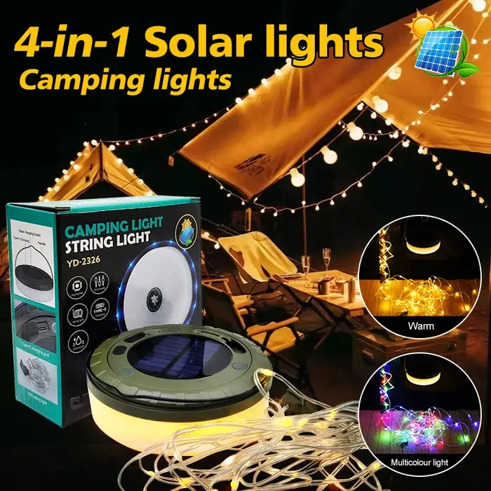 Lumières solaires lumière de Camping en plein air 10 mètres chaîne lumière extérieure tente lumière 