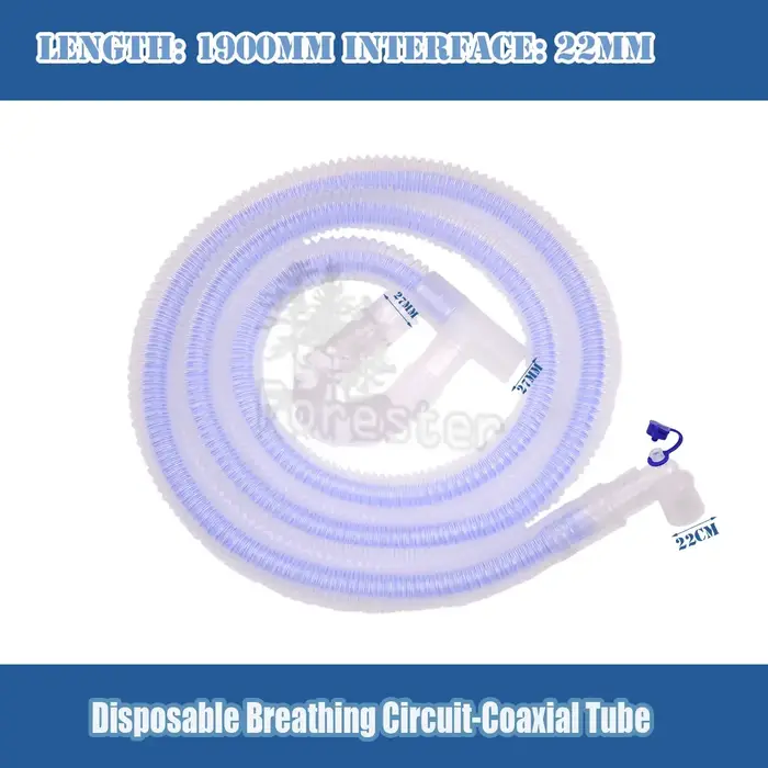 Tube de circuit respiratoire coaxial pour animaux, tube ondulé jetable, circuits respiratoires coaxi