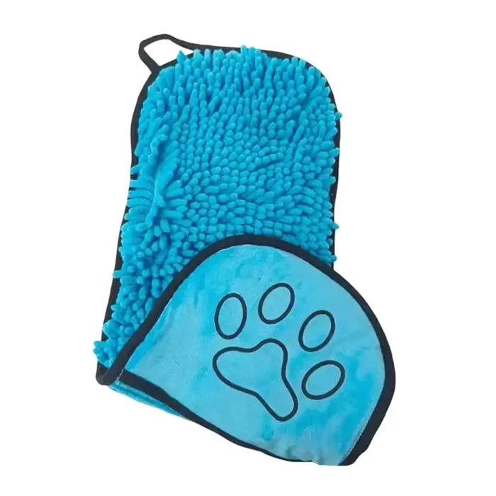 Serviette de bain épaisse en chenille pour animaux de compagnie, avec poche pour les mains, ultra ab