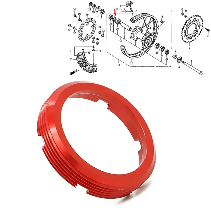 Retenue de roulement de roue arrière, pour HONDA CR 125 et 250 00 - 07 CRF 250 450 02-14 CR125 CR250