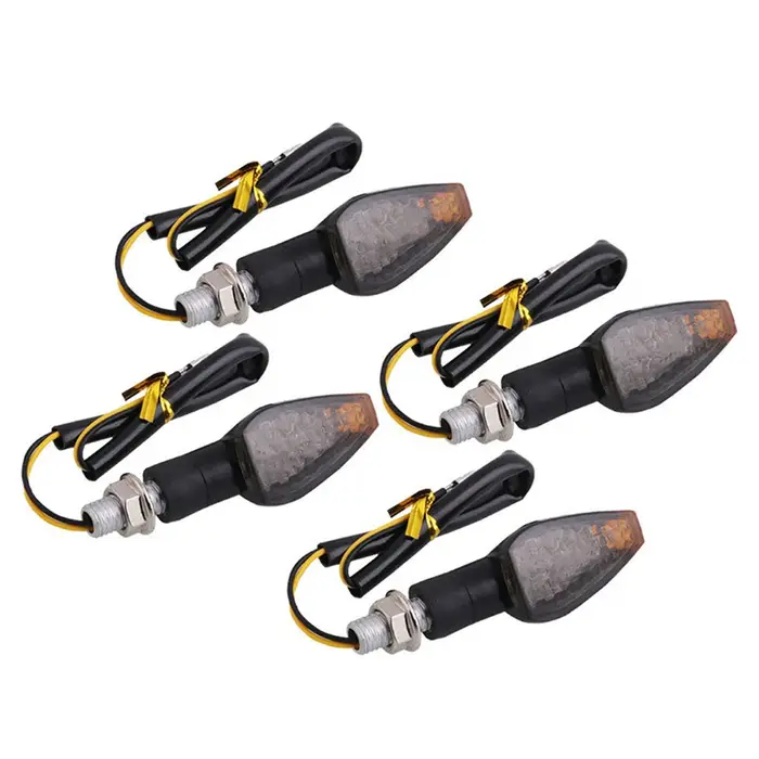 Clignotants LED universels pour motos, longs et courts, accessoires de couleur ambre, 4 pièces/ensem
