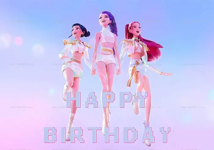 Bannière de fête d'anniversaire KPop Demon Hunters