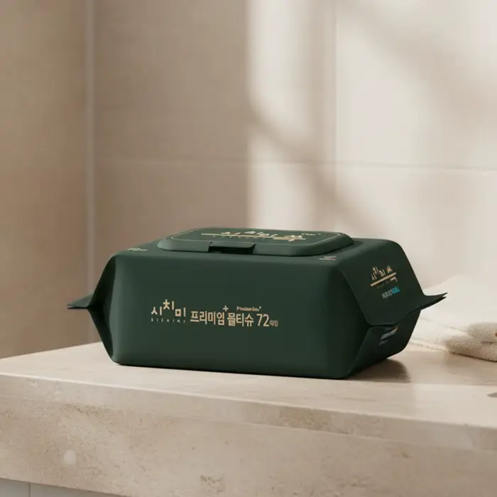 Sichimi-Lingettes à support vert pour bébé, capuchon de qualité supérieure, gaufrage MooG, 72 paquet