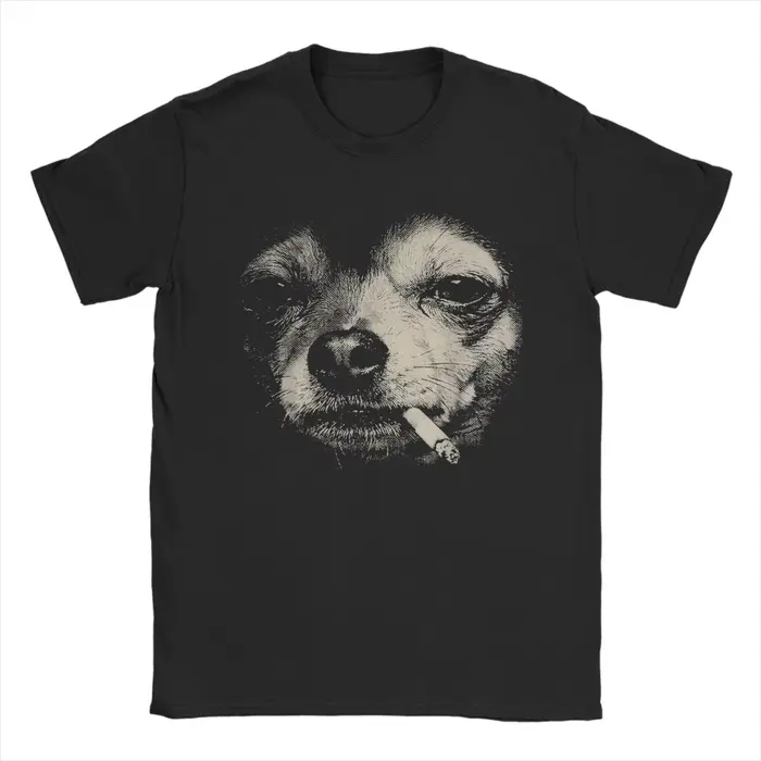 T-shirts drôles avec motif chihuahua fumant un cigarette, t-shirts populaires d'été pour hommes, t-s