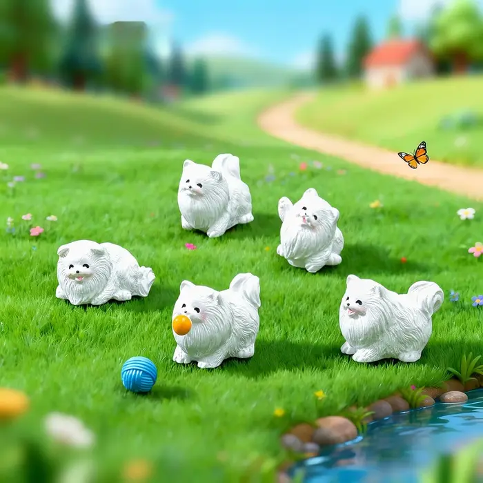 Figurines miniatures de chiot Pomeranian
