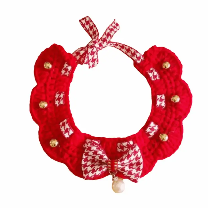 Écharpe pour animaux de compagnie de style chinois de dessin animé, collier amusant pour chiot rouge