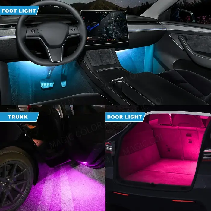Lumière de plancher de voiture LED RVB, lampes décoratives, accessoires intérieurs, plancher, porte,