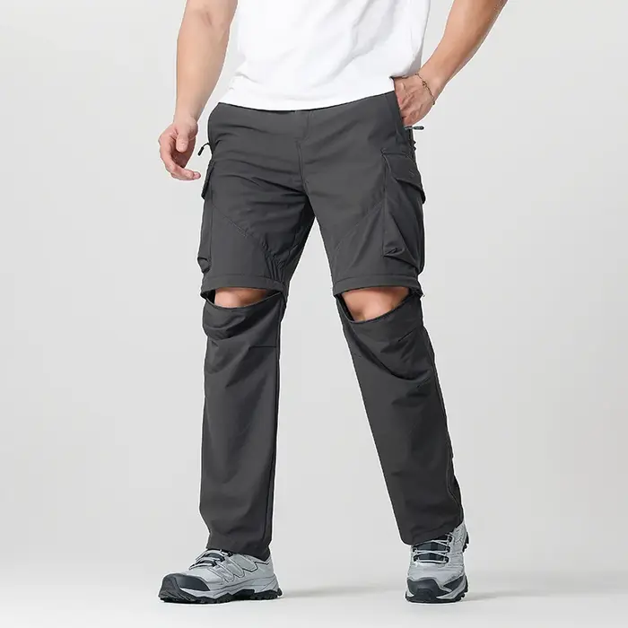 Pantalon convertible de randonnée cargo pour hommes, imperméable, séchage rapide, léger, fermeture é