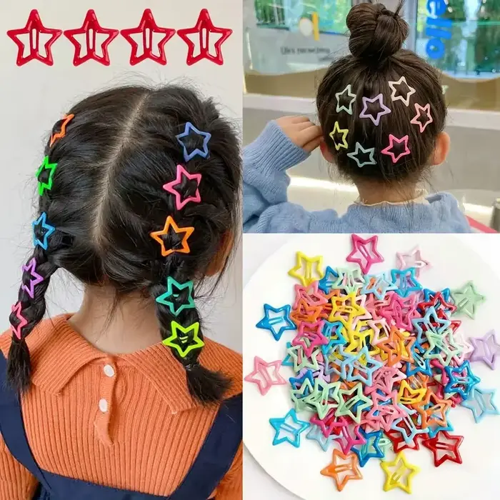 Pinces à cheveux étoiles colorées BB, 20 pièces, décoration de cheveux Adorable pour filles et enfan