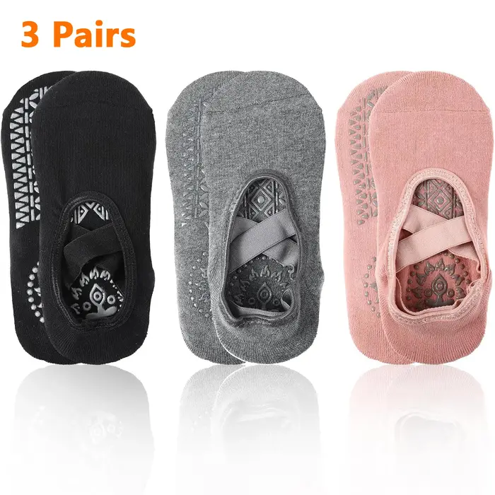 Chaussettes de Yoga Antidérapantes avec Bretelles pour Femme, Accessoire de brevde Ballet, Pilates, 
