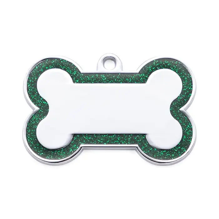 Pendentif d'identification personnalisé double face pour chien et chat, avec paillettes, accessoires