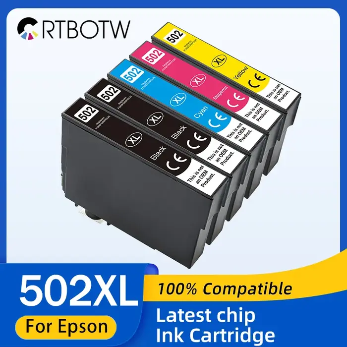 Cartouche d'encre 502XL T502 XL, Compatible avec Epson Expression Home XP-5105 XP5105 XP5100, main de travail WF-2860 WF-2865DWF pour imprimante