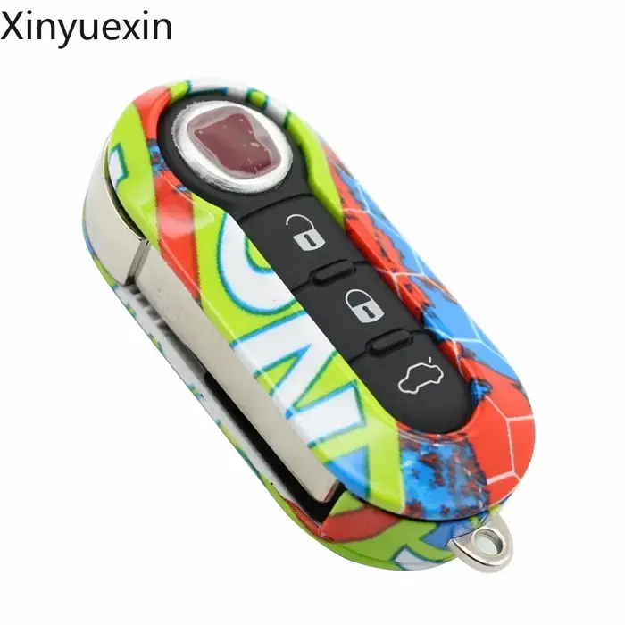 Xinyuexin 3 boutons télécommande voiture clé coque housse pour Fiat 500 Panda Punto Bravo Stilo Duca