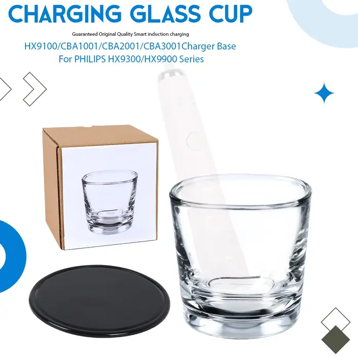 Tasse en verre de chargement de remplacement pour brosse à dents électrique Philips Sonicare HX9382 
