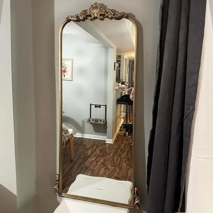 Miroir de maquillage vintage français sculpté, mural ou sur pied, pour dressing, de luxe léger, plei