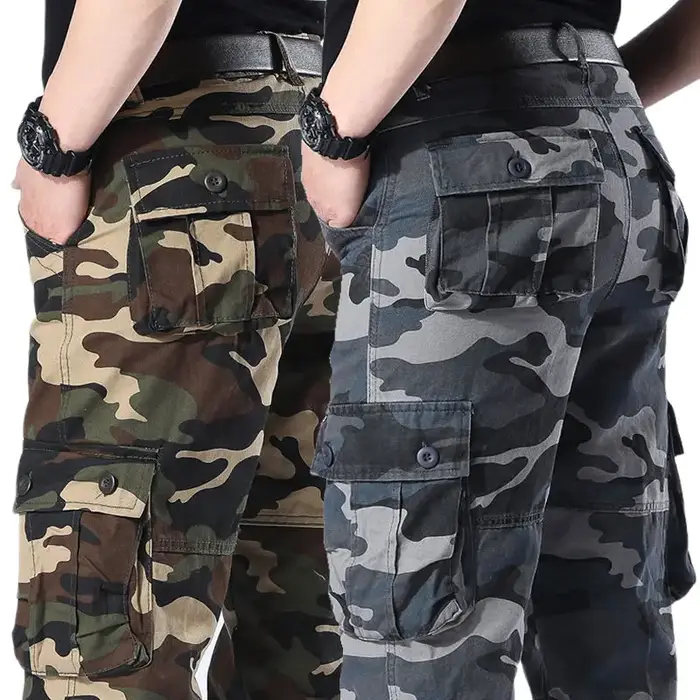 Pantalon camouflage cargo homme pur coton ample poids lourd pour travail sport escalade et chasse