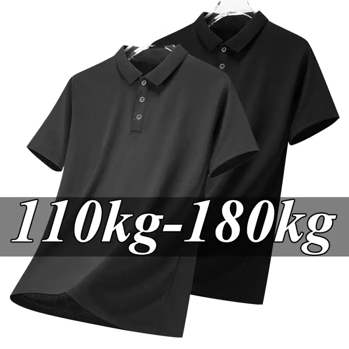 Hommes grande taille Polo surdimensionné 6XL 7XL été à manches courtes t-shirts noir ample homme chemise
