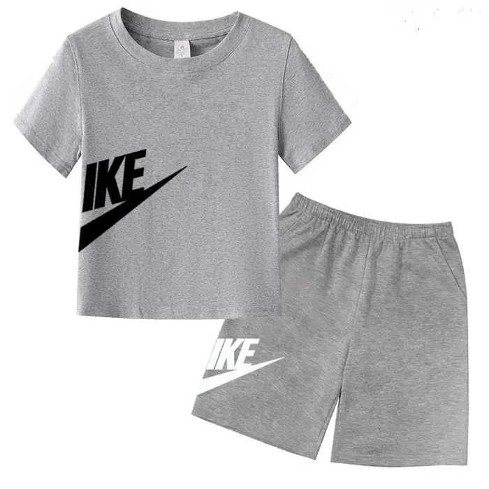 Ensemble deux pièces été blanc T-shirt + short pour enfants, nouvelle collection mode avec lettres, 
