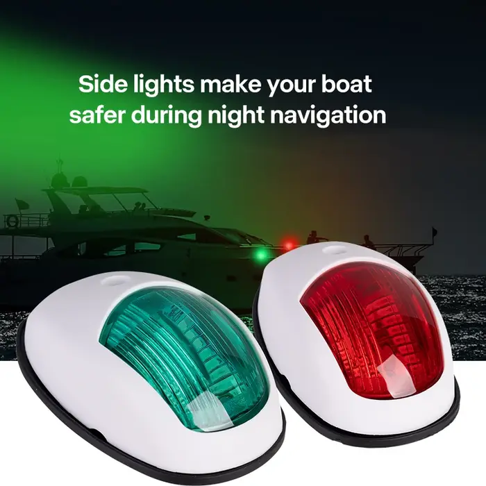 Enquêter de navigation LED côté gauche et côté soleil, feu latéral de yacht, feu de voile pour bateaux, feu de canal, signal lumineux