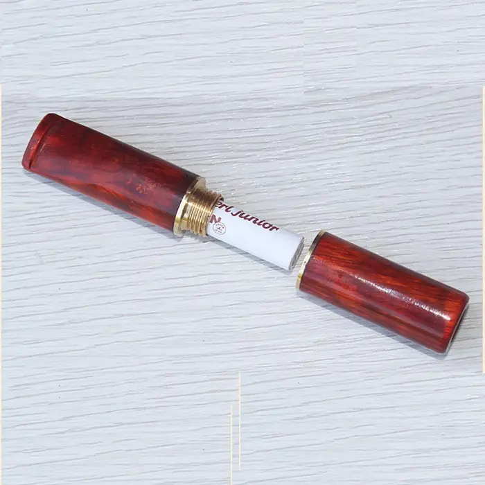 Porte-cigarette réutilisable en bois rouge naturel avec filtre anti-craie et embout