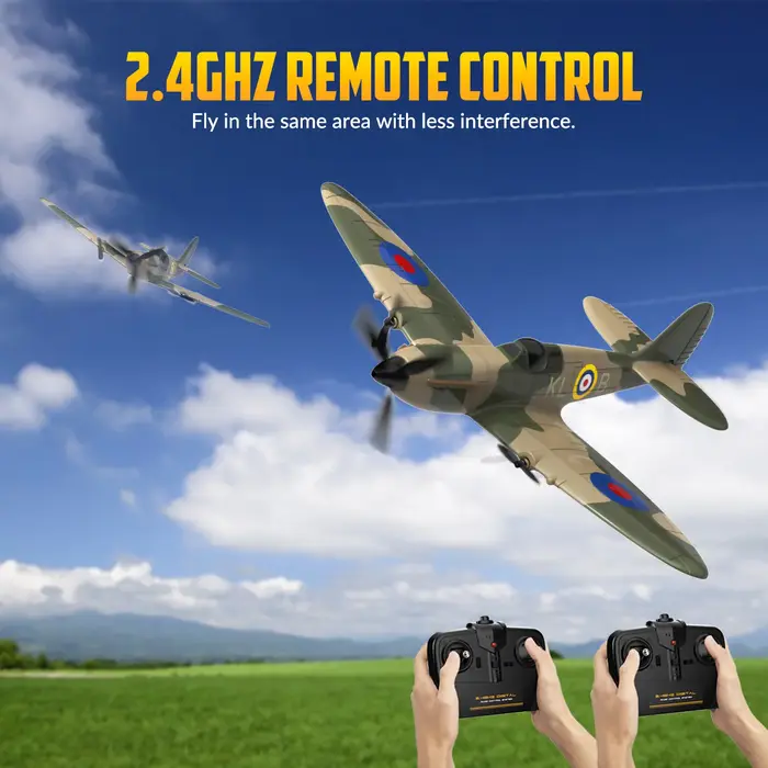 Avion Spitfire RC pour garçons et enfants, 2.4G, 3CH pouvez-vous ro Stabilizer, Partners Wing, EPP Foam, 400mm Wingspan Airplane, RTF Fighter