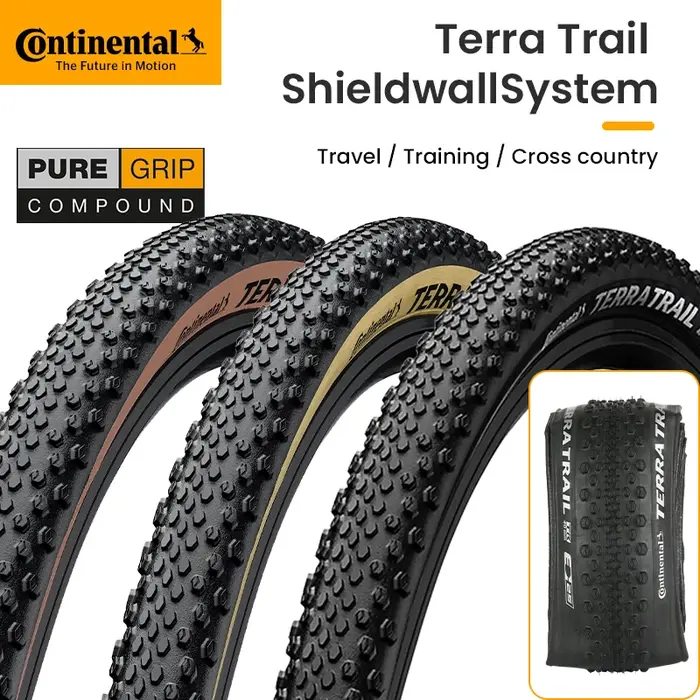 Pneu de vélo de route Continental Terra Trail 700x40C 45 50C Tubeless Ready Noir/Crème/Marron 3/180 